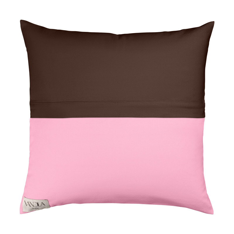 modularer Kissenbezug in den Farben schoko und pink