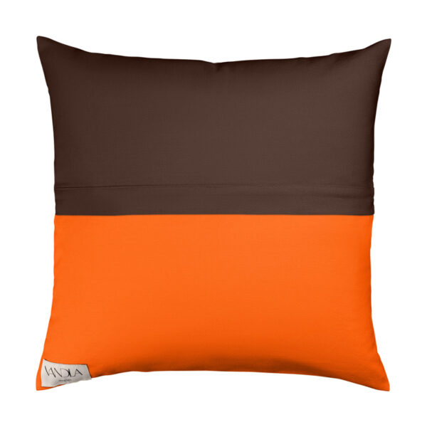 modularer Kissenbezug in den Farben schoko und orange