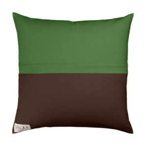 modularer Kissenbezug in den Farben waldgrün und schoko