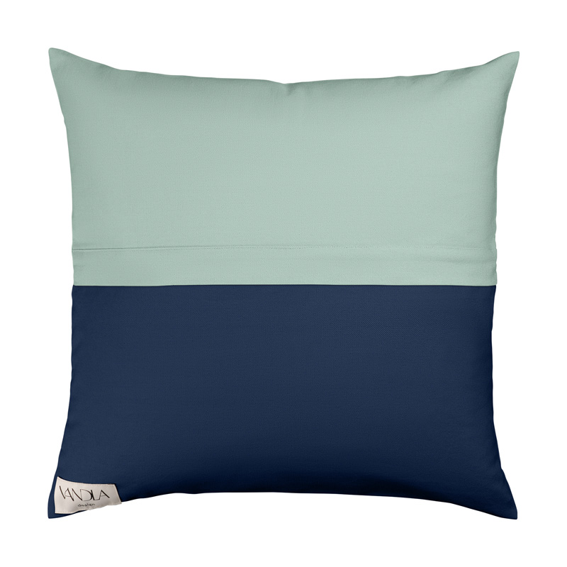 modularer Kissenbezug in den Farben altgrün und marineblau