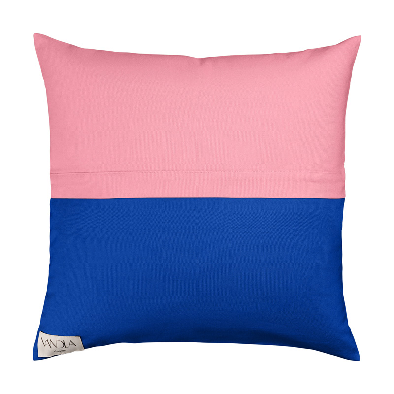 modularer Kissenbezug in den Farben altrosa und kobaltblau