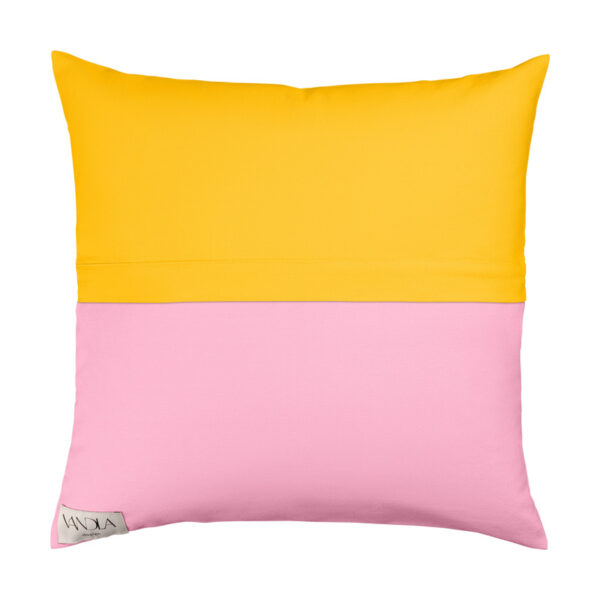 modularer Kissenbezug in den Farben gelb und pink