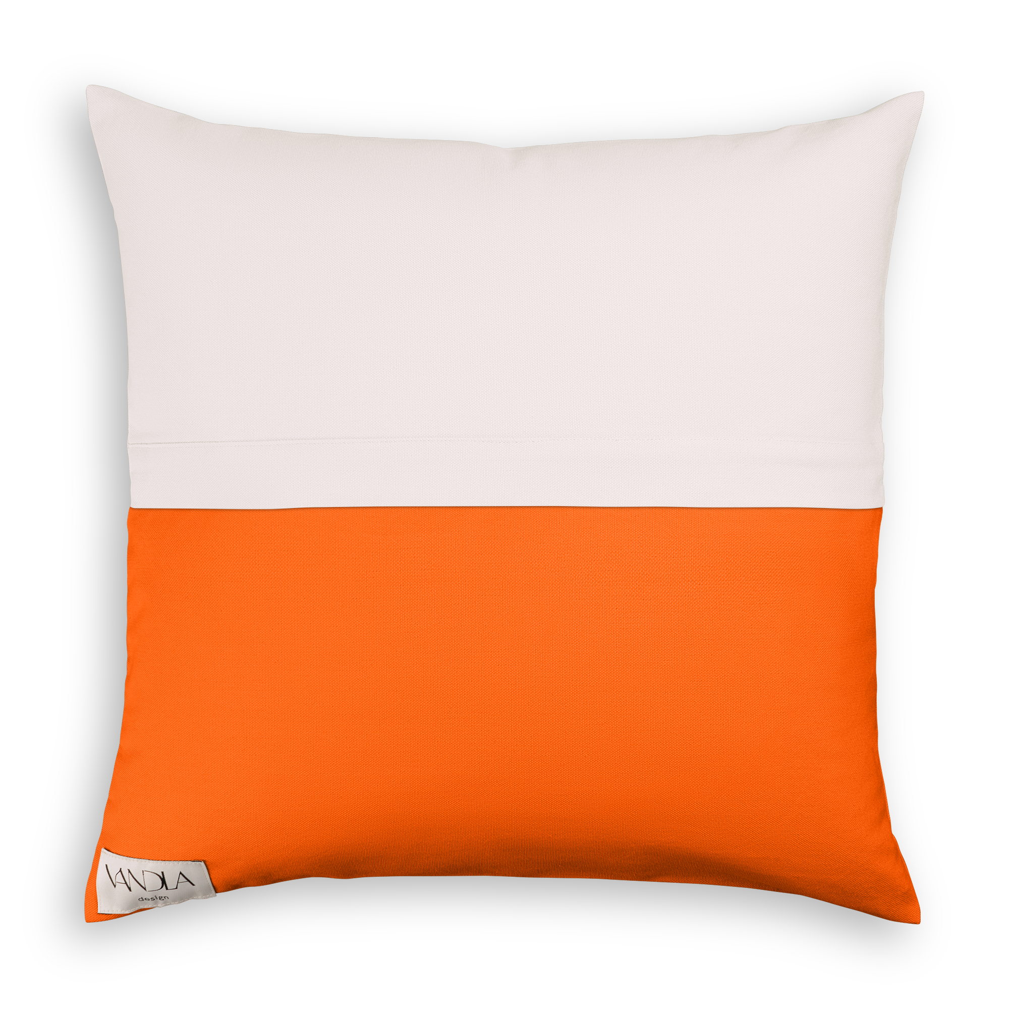 modularer Kissenbezug in den Farben weiß und orange