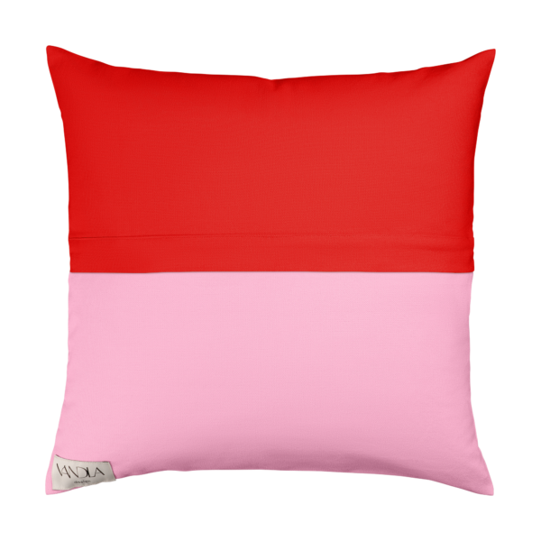 modularer Kissenbezug in den Farben rot und pink