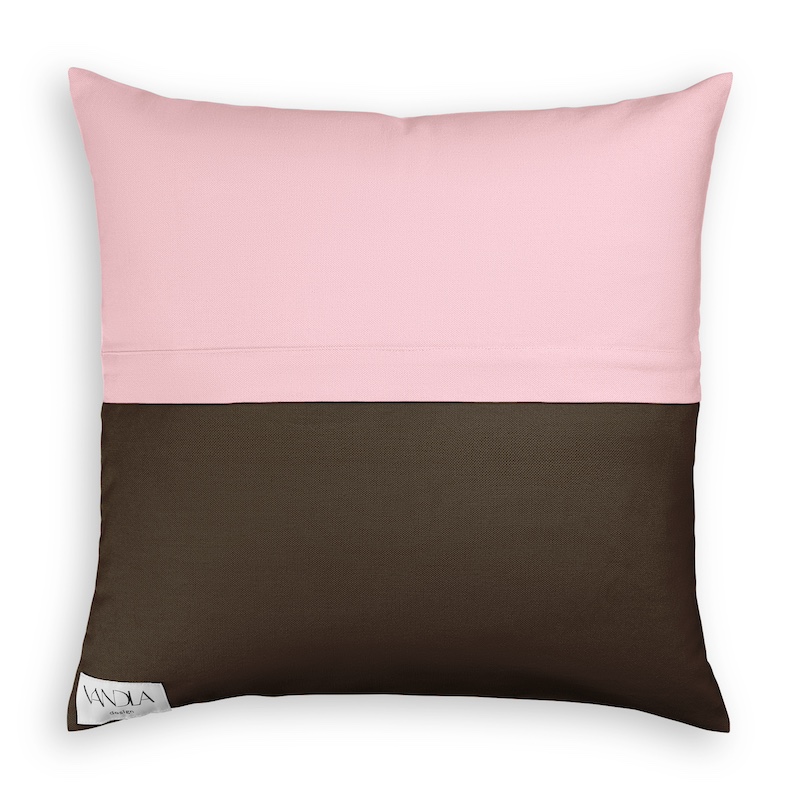 modularer Kissenbezug in zartrosa und schokobraun