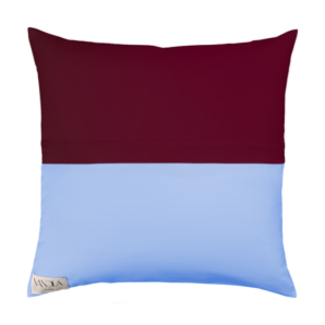 modularer Kissenbezug in burgunderrot & himmelblau 40x40cm